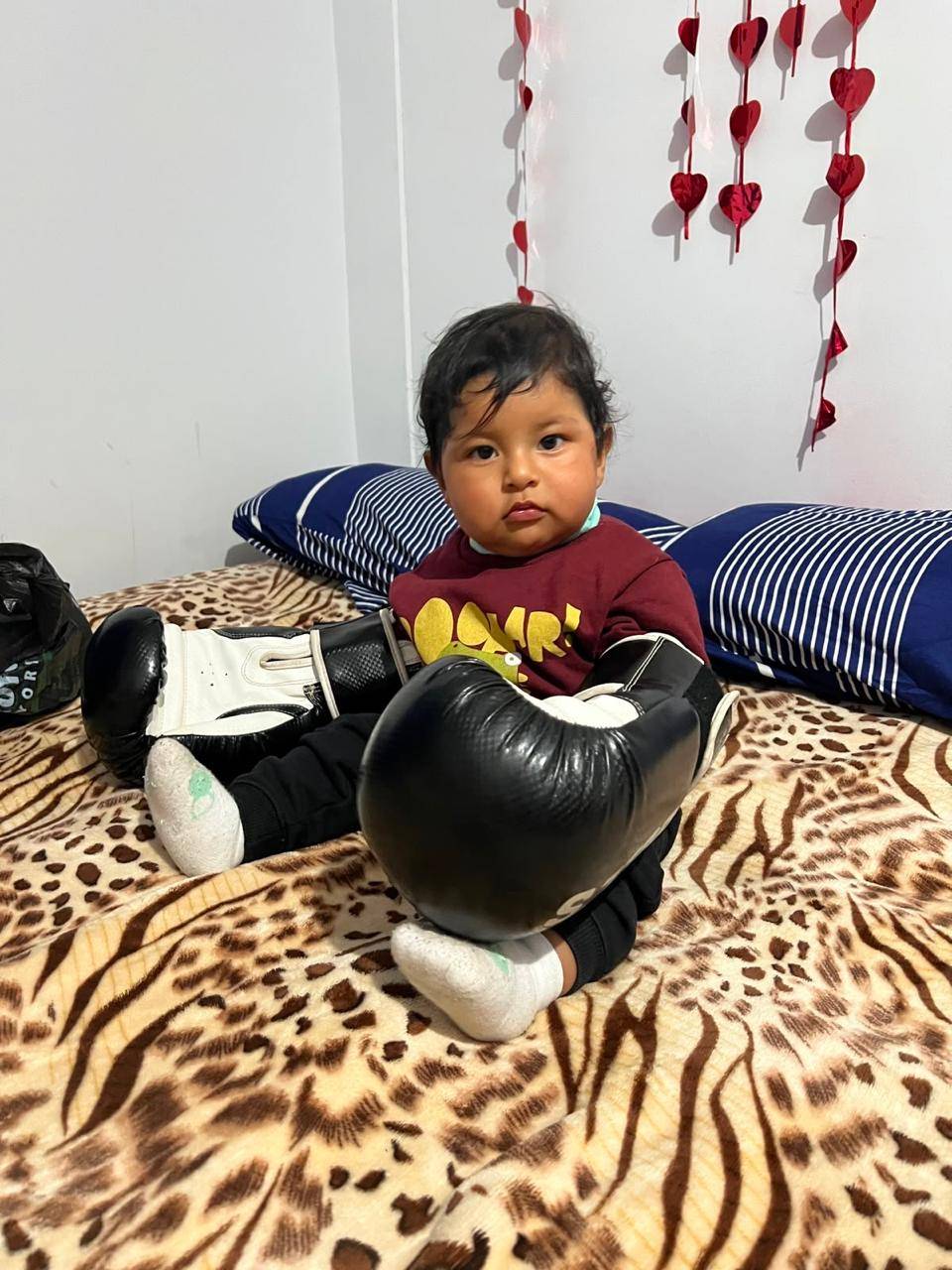 Giuliano con guantes de boxeo