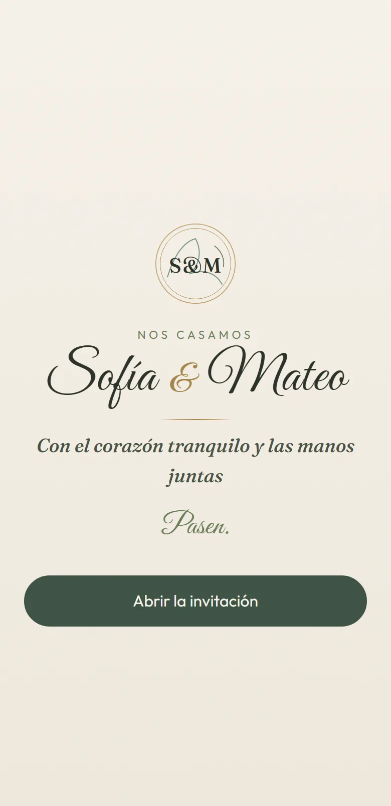 La invitación de Sofía y Mateo abierta en un celular
