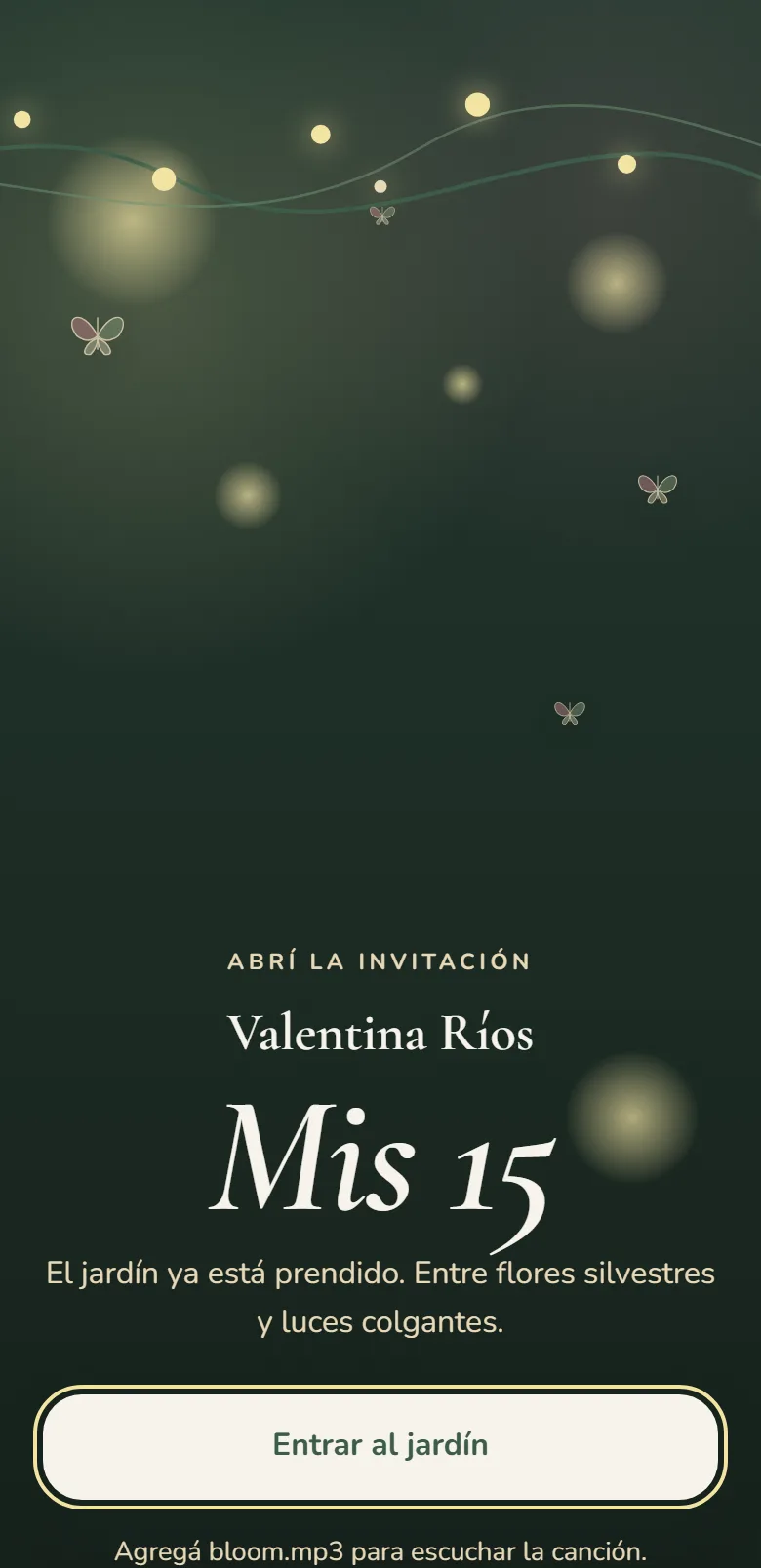 Invitación de quince de Valentina en un celular